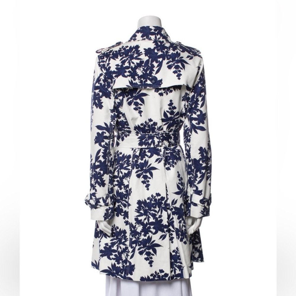 🍒 Hobbs London Analia Floral Print Blue and White Trench Coat - Picture 8 of 8